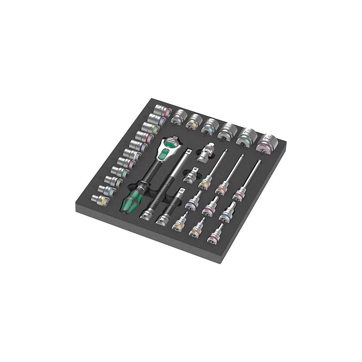WERA Werkzeugmodul 9722, 31-tlg, mit Schaumstoffeinlage, Zyklop 8000 C Knarre Set, wasser- & ölabweisend, BxHxT 344x51x392 mm