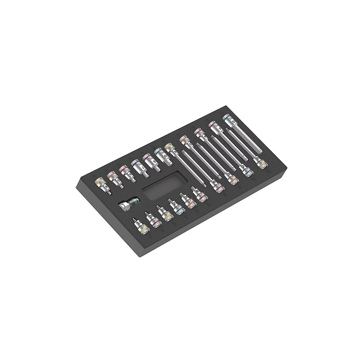 WERA Werkzeugmodul 9723, 22-tlg., Schaumstoffeinlage, Zyklop B 3/8″ Bitnuss Set, wasser- & ölabweisend, BxHxT 172x39x392 mm