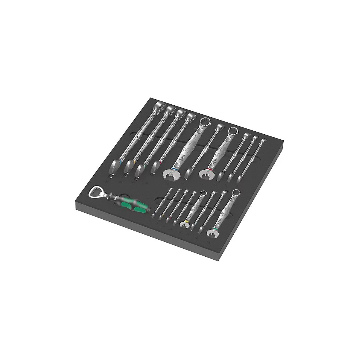 WERA Werkzeugmodul 9731, 19-tlg., Schaumstoffeinlage, wasser- & ölabweisend, BxHxT 344x58x392 mm