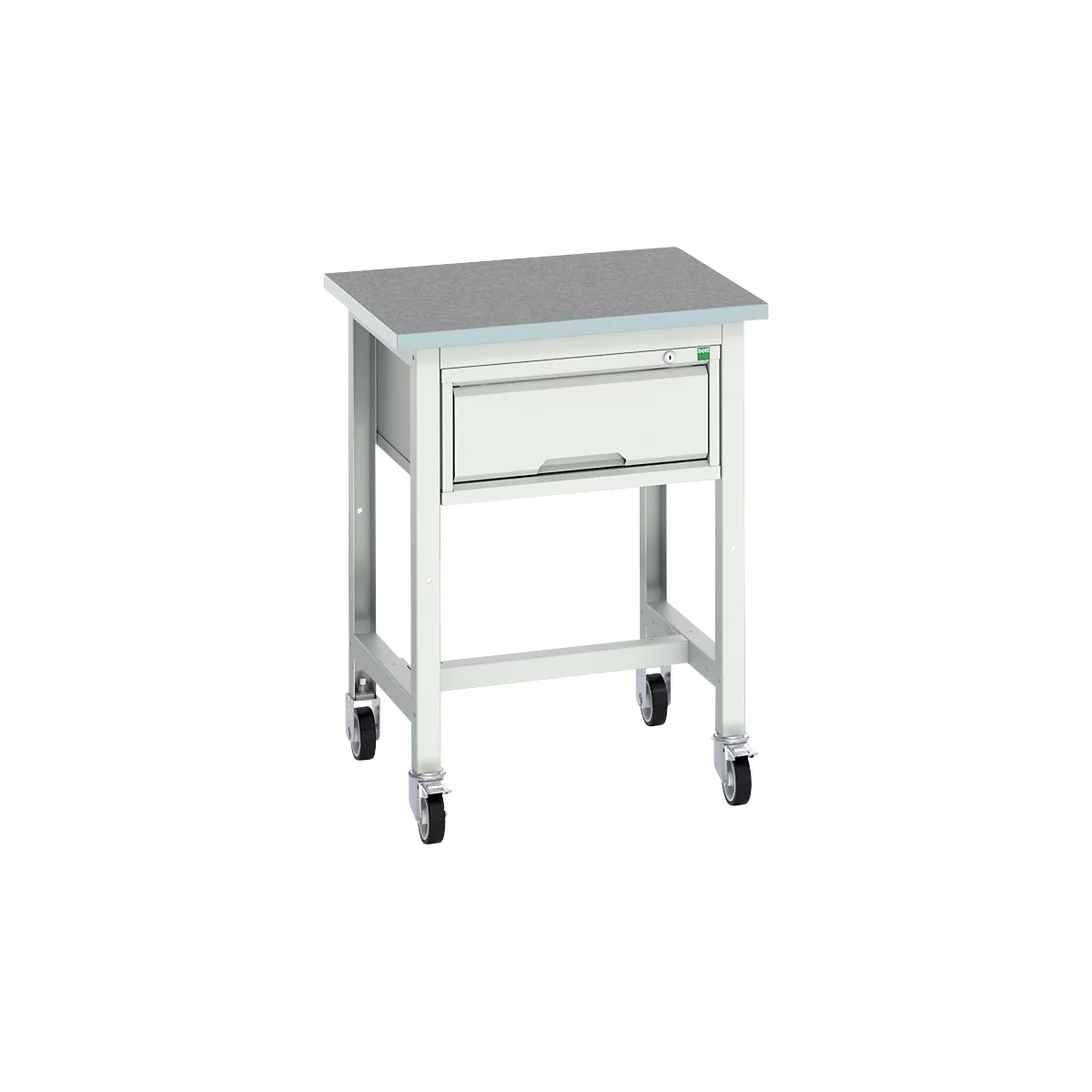 Werkbank Bott verso, Linoleum-Platte, 1 Schublade, mit Querstrebenset, B 700 x T 600 x H 930 mm, Lichtgrau