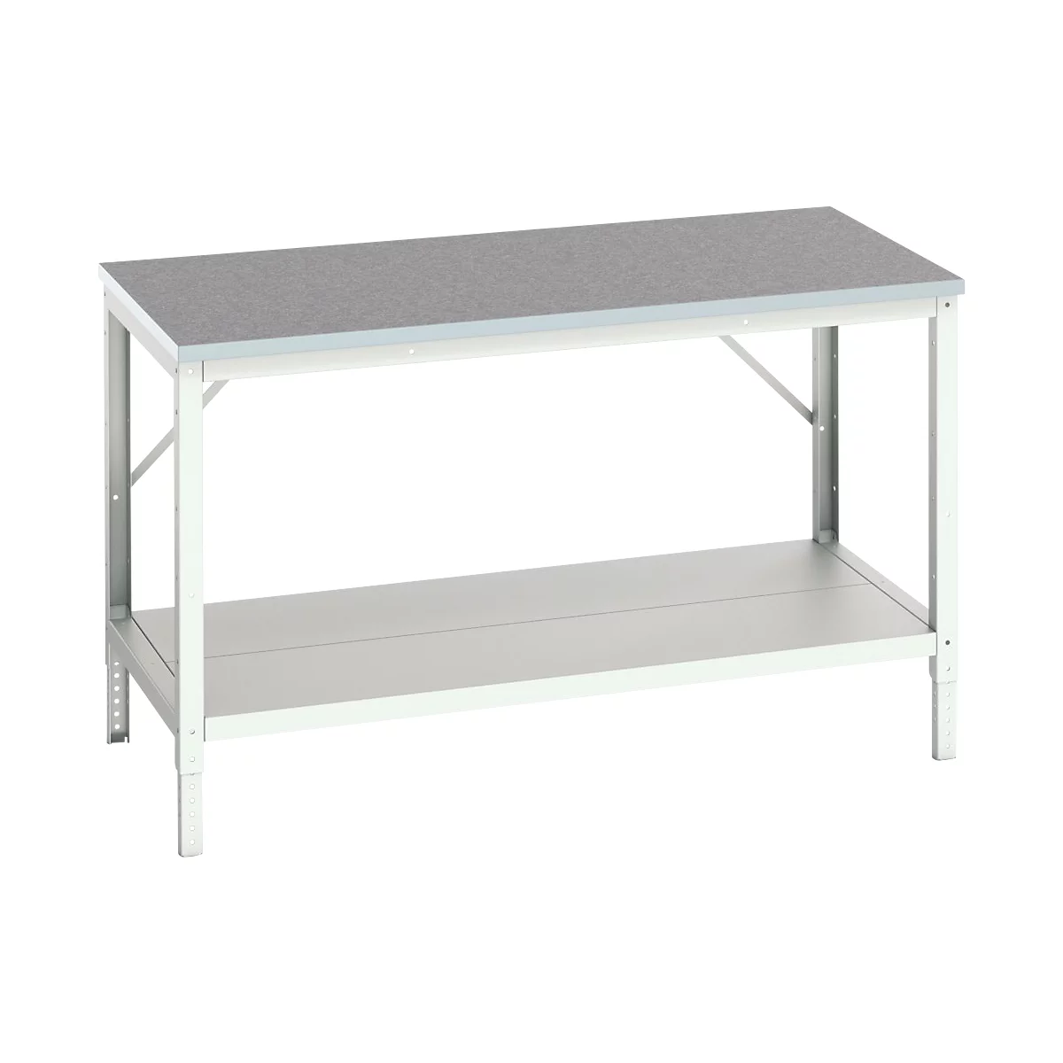 Werkbank Bott verso, Linoleum-Platte, mit Ablageboden, B 1500 x T 800 x H 780 - 930 mm, RAL 7035 Lichtgrau