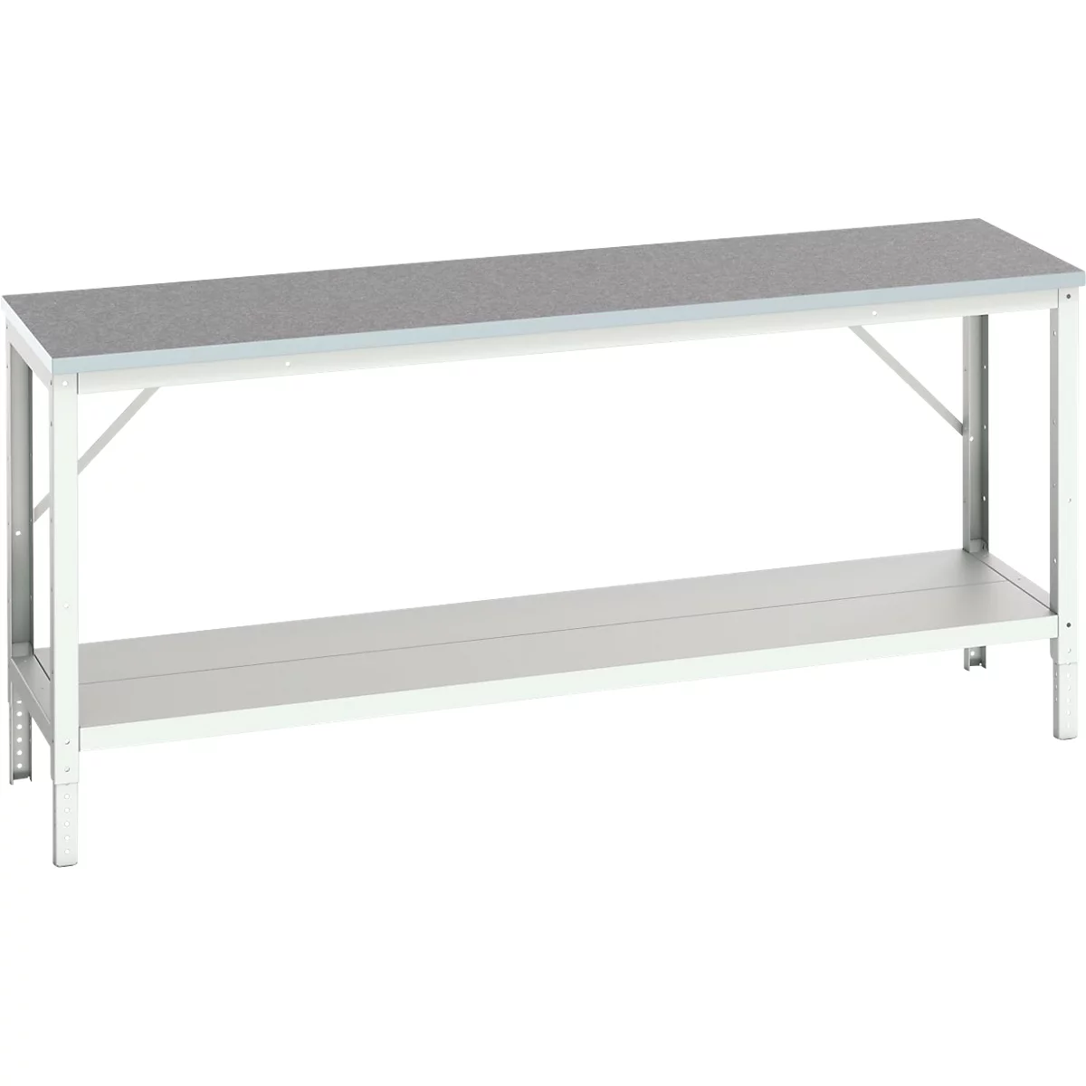 Werkbank Bott verso, Linoleum-Platte, mit Ablageboden, B 2000 x T 600 x H 780 - 930 mm, RAL 7035 Lichtgrau
