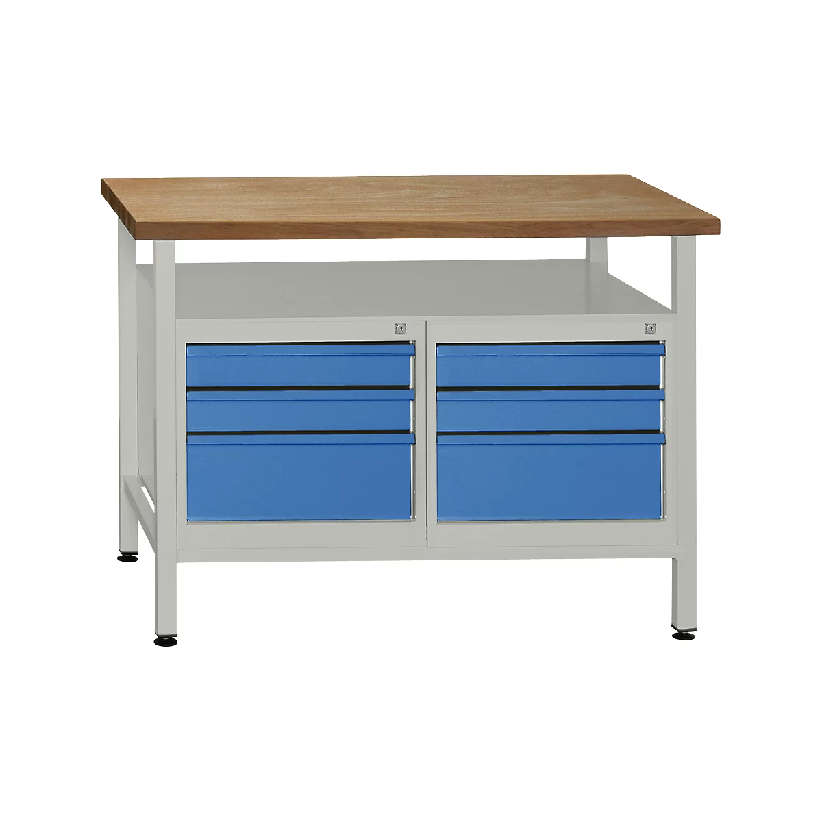 Werkbank met 6 schuifladen - B 1200 x D 600 x H 840 mm - blauw