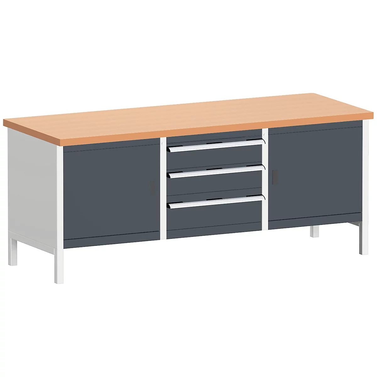 Werkbank met kast 2078-2.3, antracietgrijs