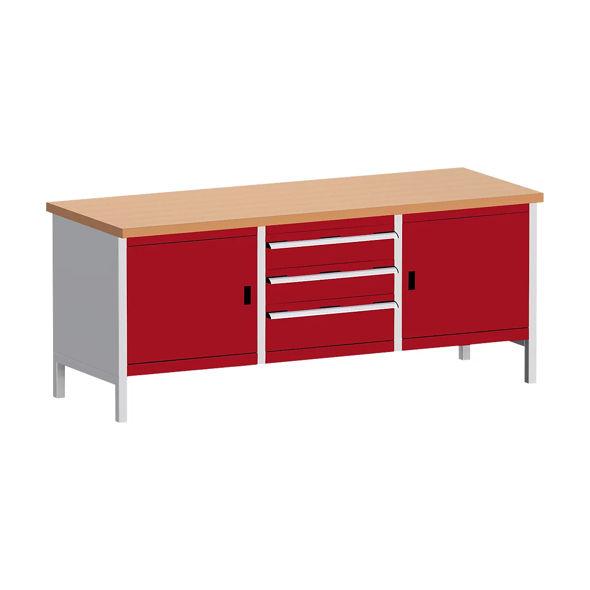 Werkbank met kast 2078-2.3, purperrood