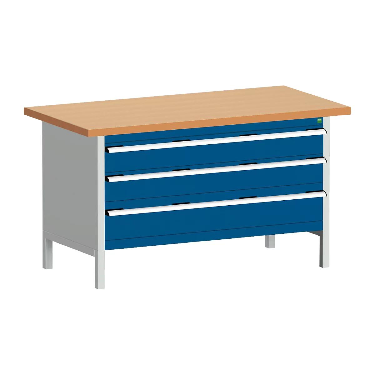 Werkbank met kast cubio KW-1578-2.22, gentiaanblauw
