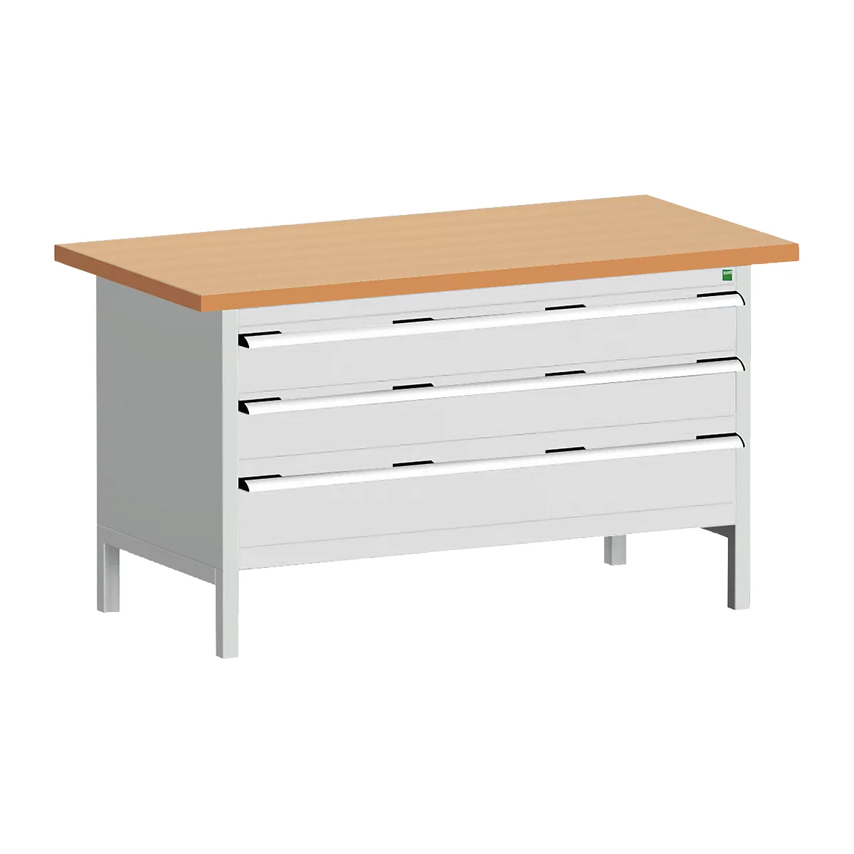 Werkbank met kast cubio KW-1578-2.22, lichtgrijs
