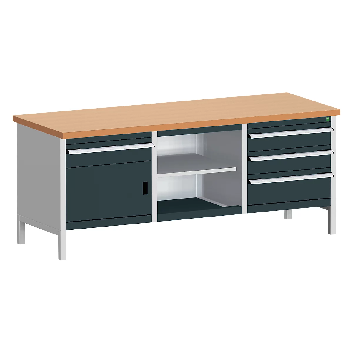 Werkbank met kast cubio KW-2078-2.4, antracietgrijs