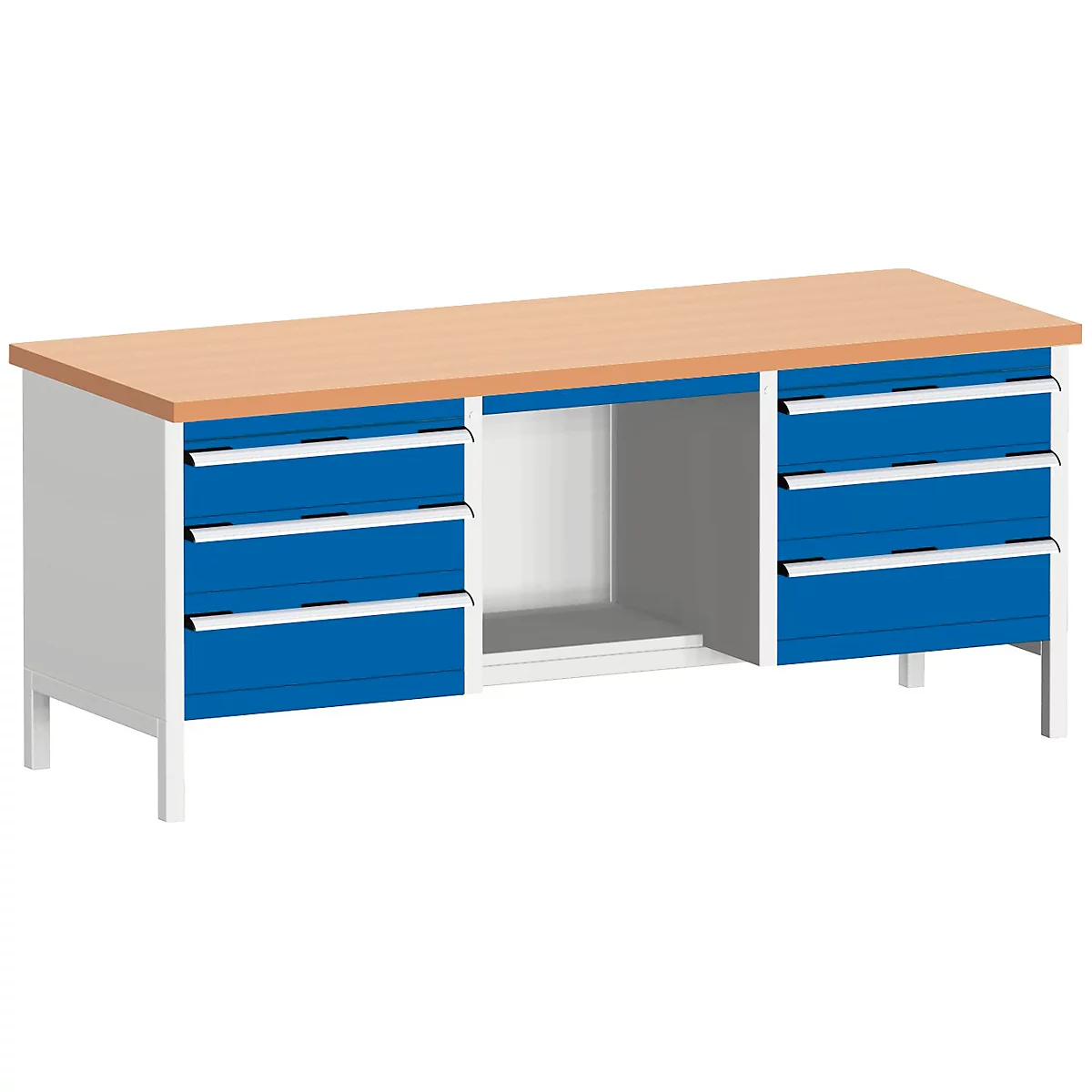 Werkbank met kast cubio KW-2078-2.9, gentiaanblauw