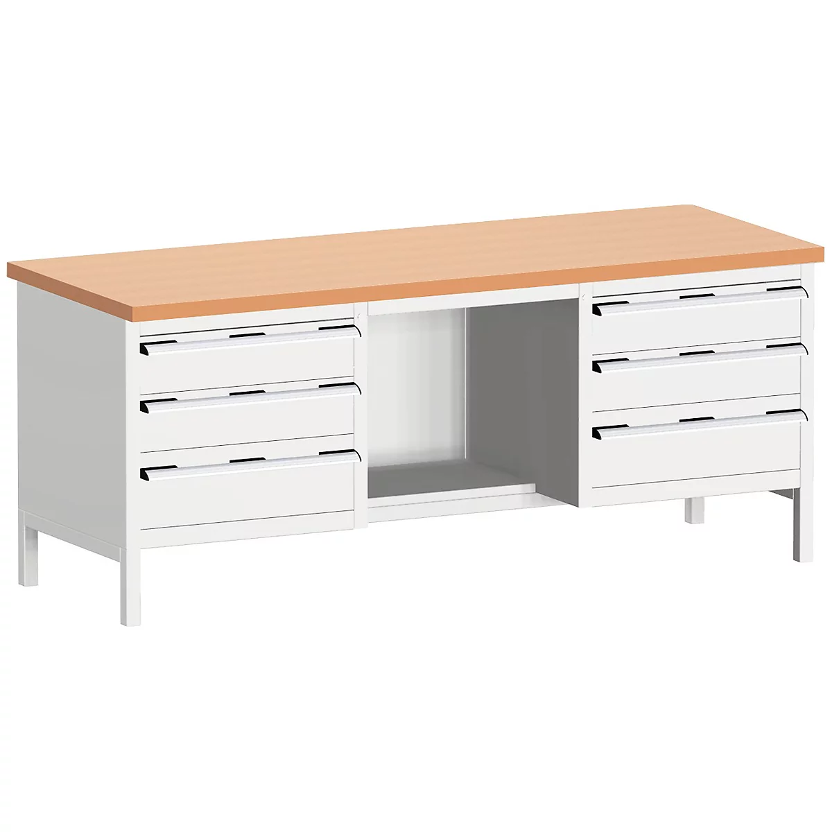 Werkbank met kast cubio KW-2078-2.9, lichtgrijs