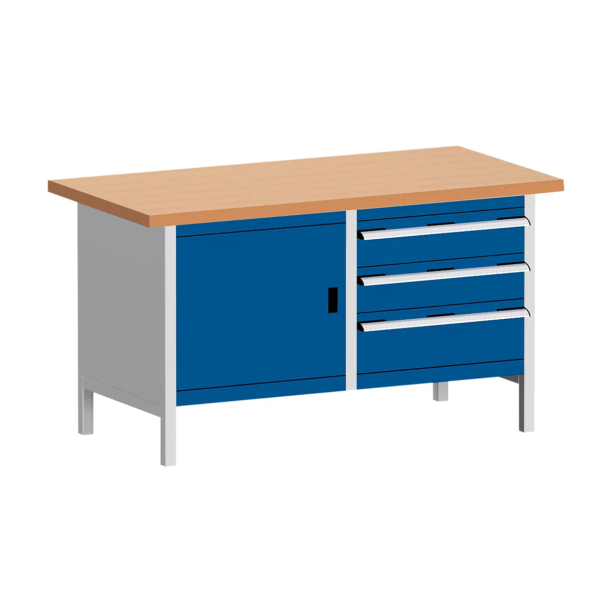 Werkbank met kast KW-1578-2.3, gentiaanblauw