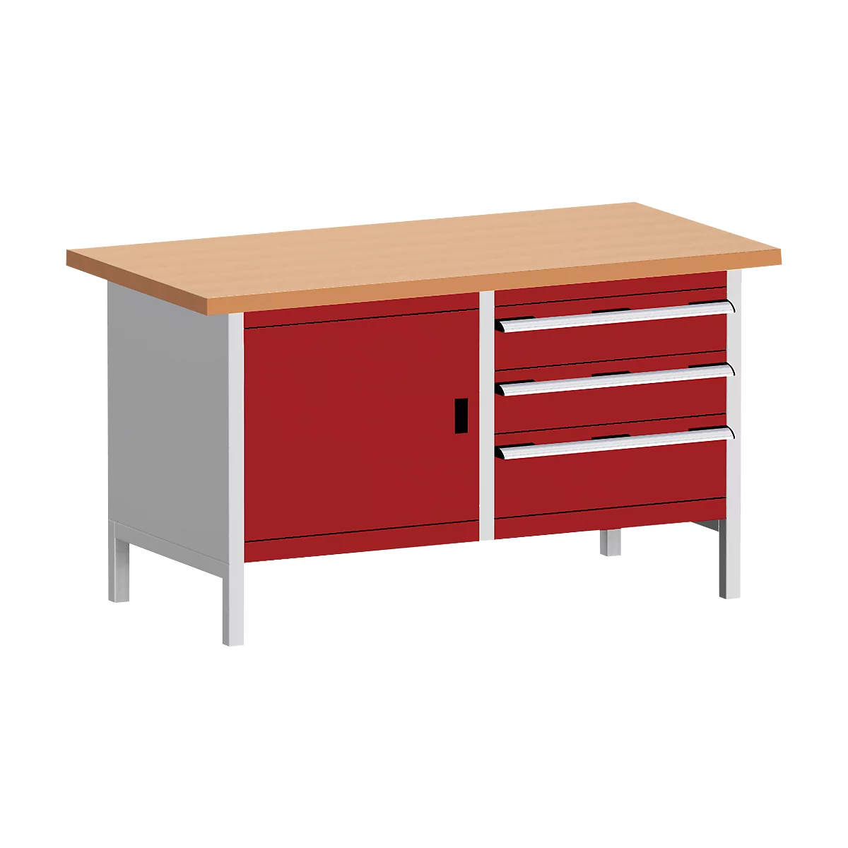 Werkbank met kast KW-1578-2.3, purperrood