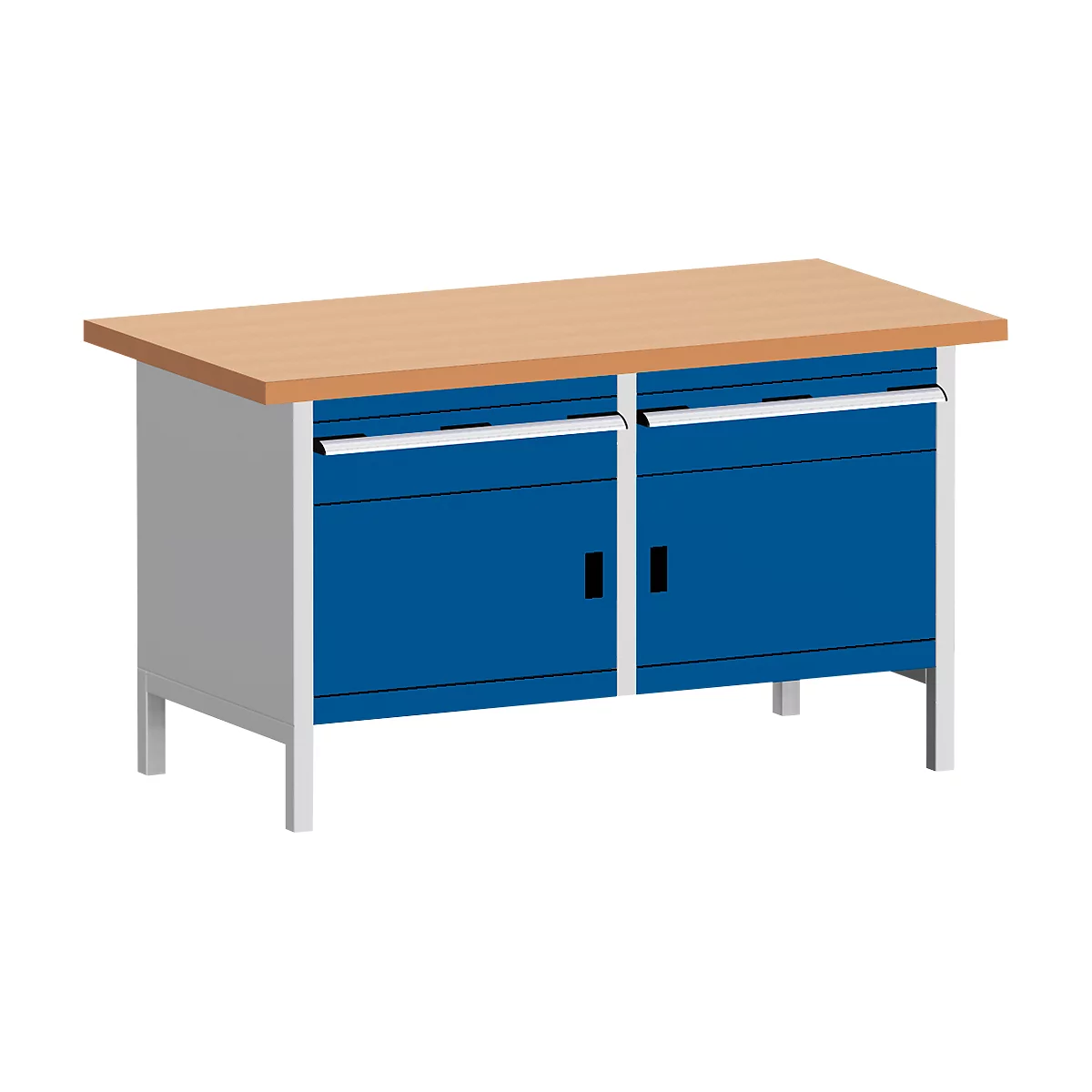 Werkbank met kast KW-1578-2.4, gentiaanblauw