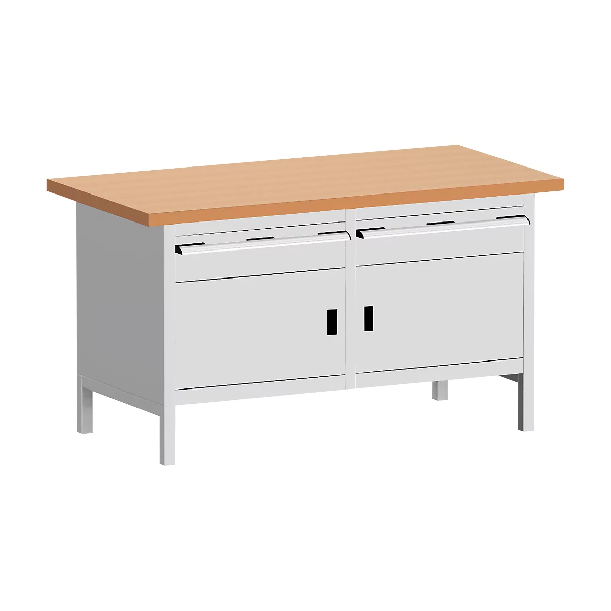 Werkbank met kast KW-1578-2.4, lichtgrijs