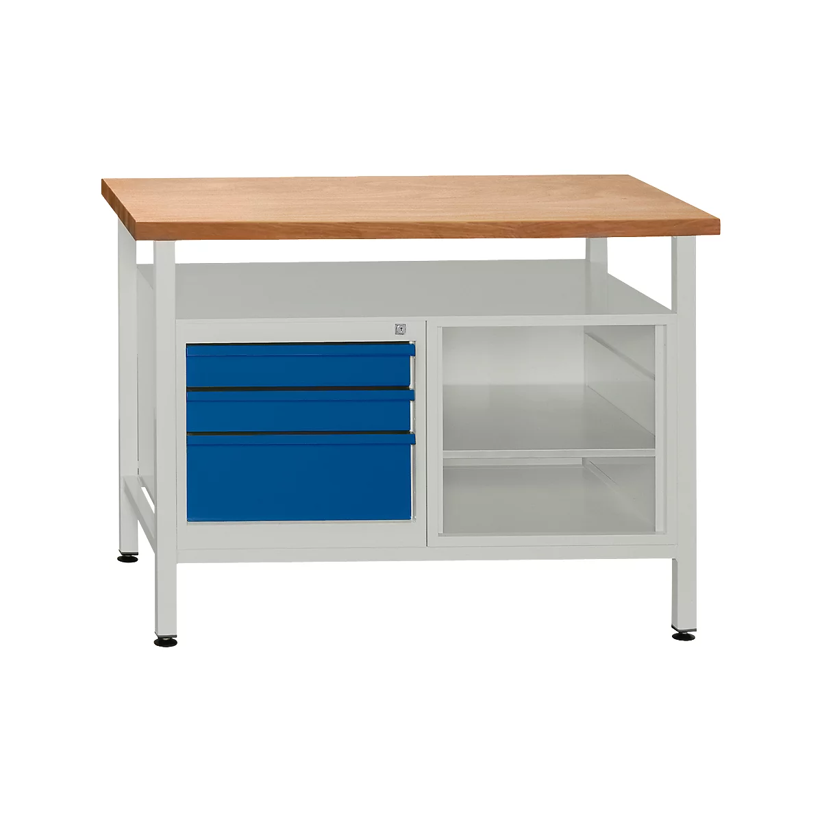Werkbank mit 1 Fachboden und 3 Schubladen