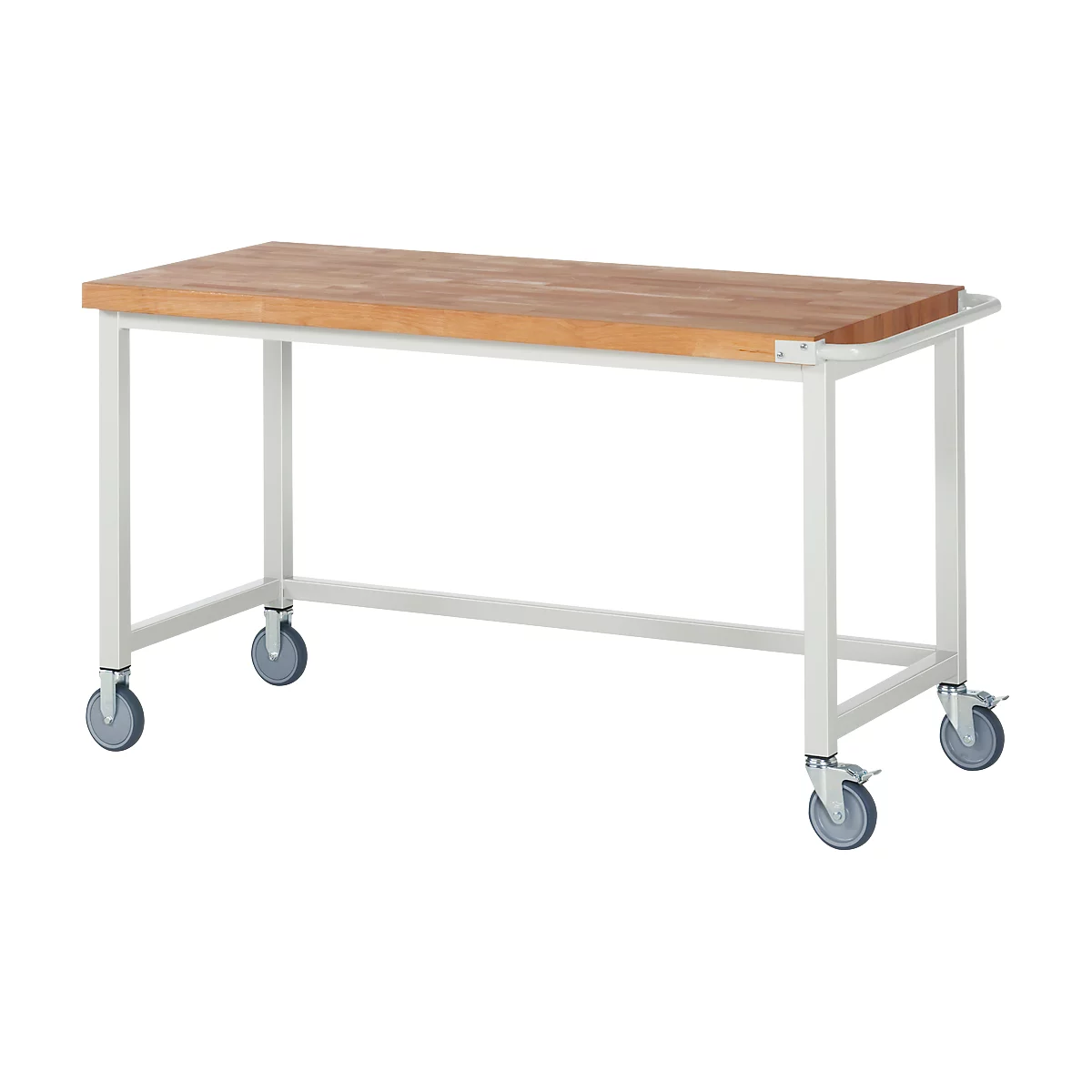 Werkbank Serie 8000, fahrbar, Arbeitsplatte Buche-Massiv, B 1500 x T 700 x H 880 mm