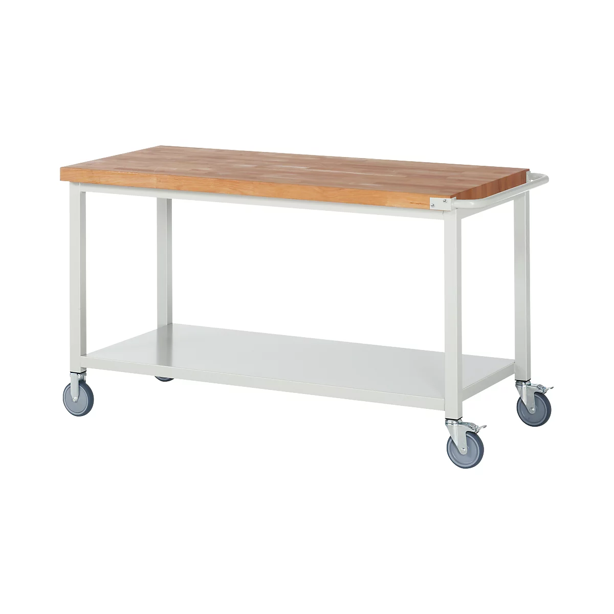 Werkbank Serie 8000, fahrbar, Stahlblech-Ablageboden, B 1500 x T 700 x H 880 mm