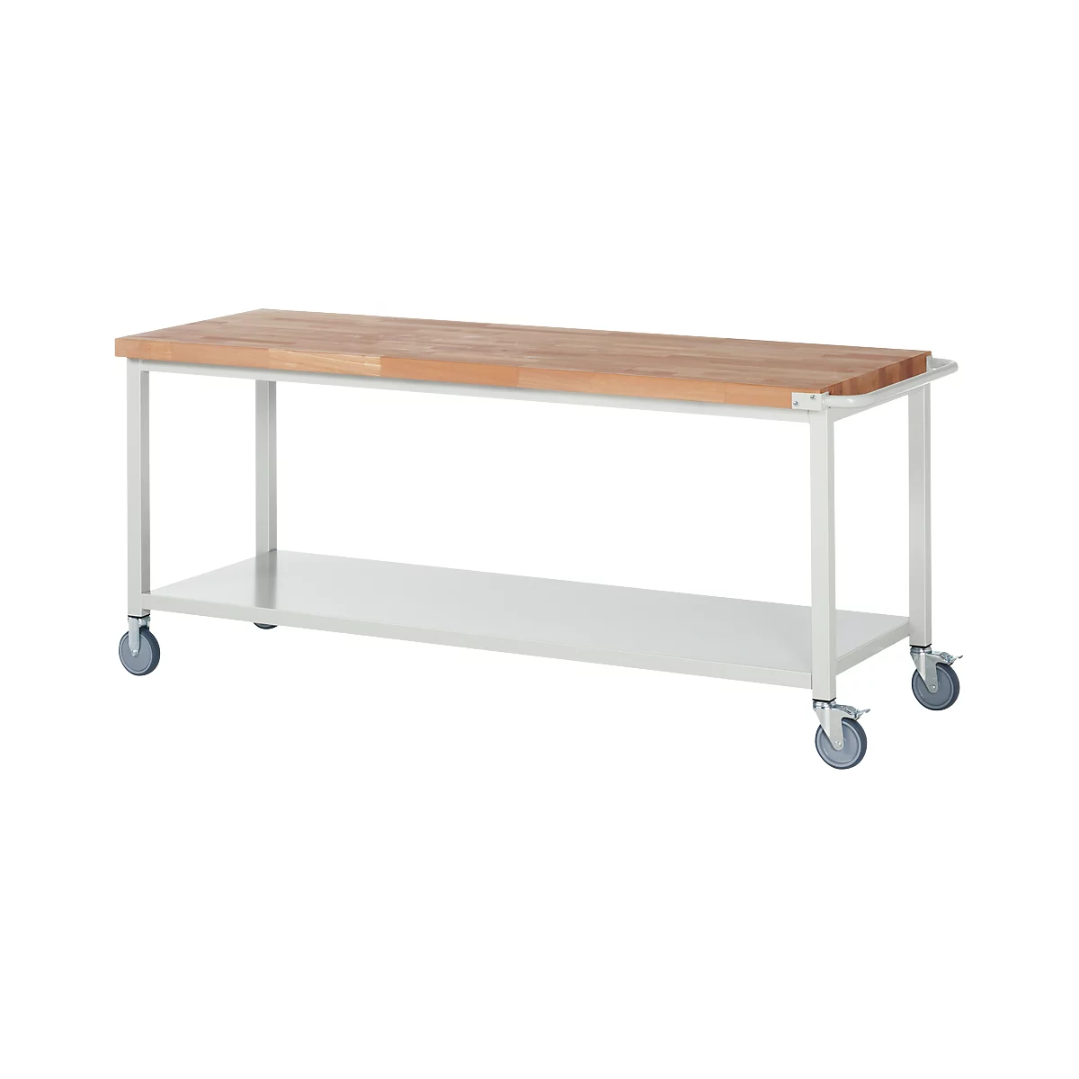 Werkbank Serie 8000, fahrbar, Stahlblech-Ablageboden, B 2000 x T 700 x H 880 mm