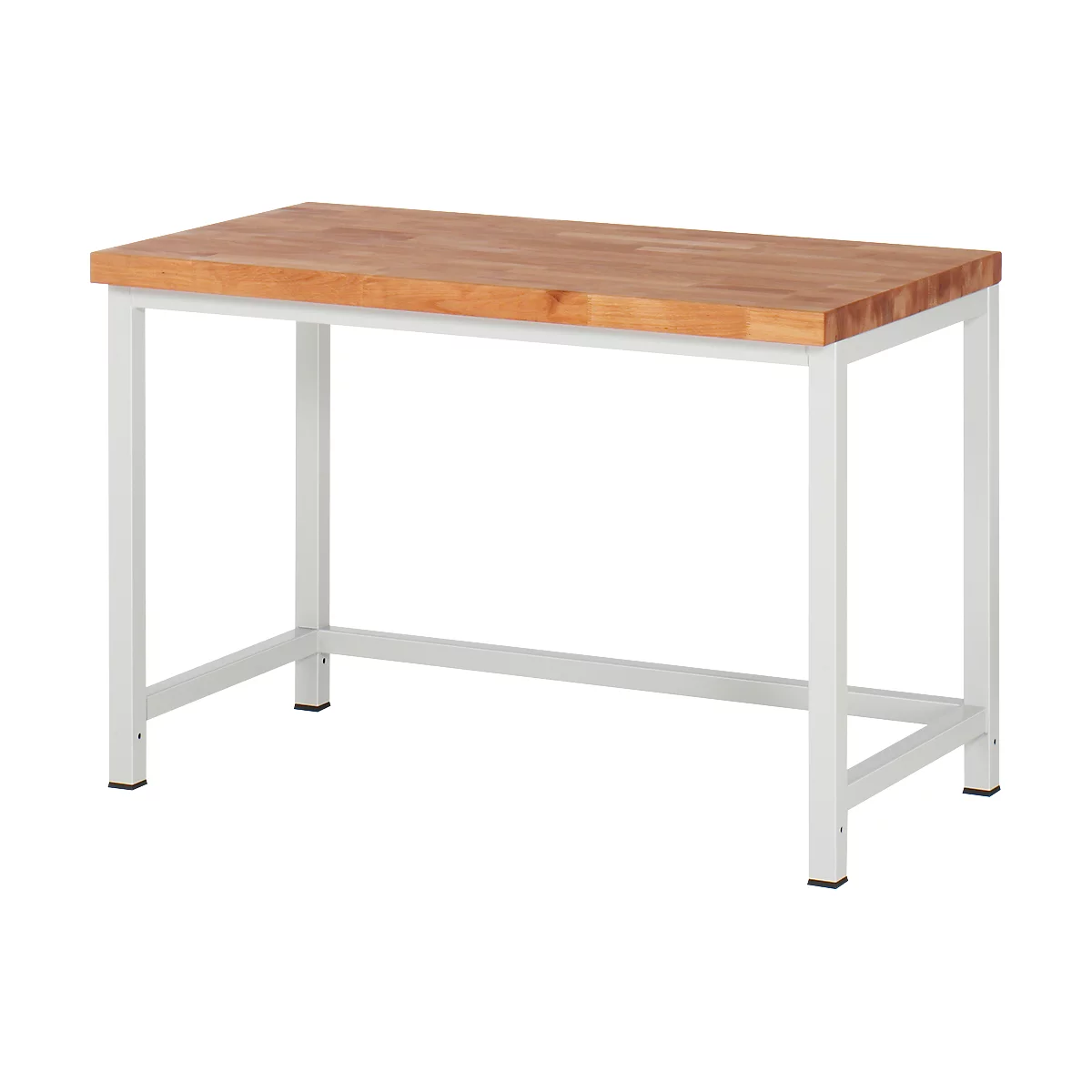Werkbank Serie 8000, stationär, höhenverstellbar, Arbeitsplatte Buche-Massiv, B 1250 x T 700 x H 840-1040 mm
