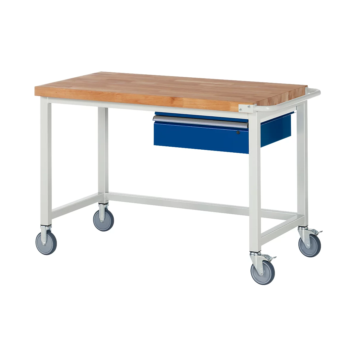 Werkbank serie 8000, verrijdbaar, met hangende schuiflade, B 1250 x D 700 x H 880 mm
