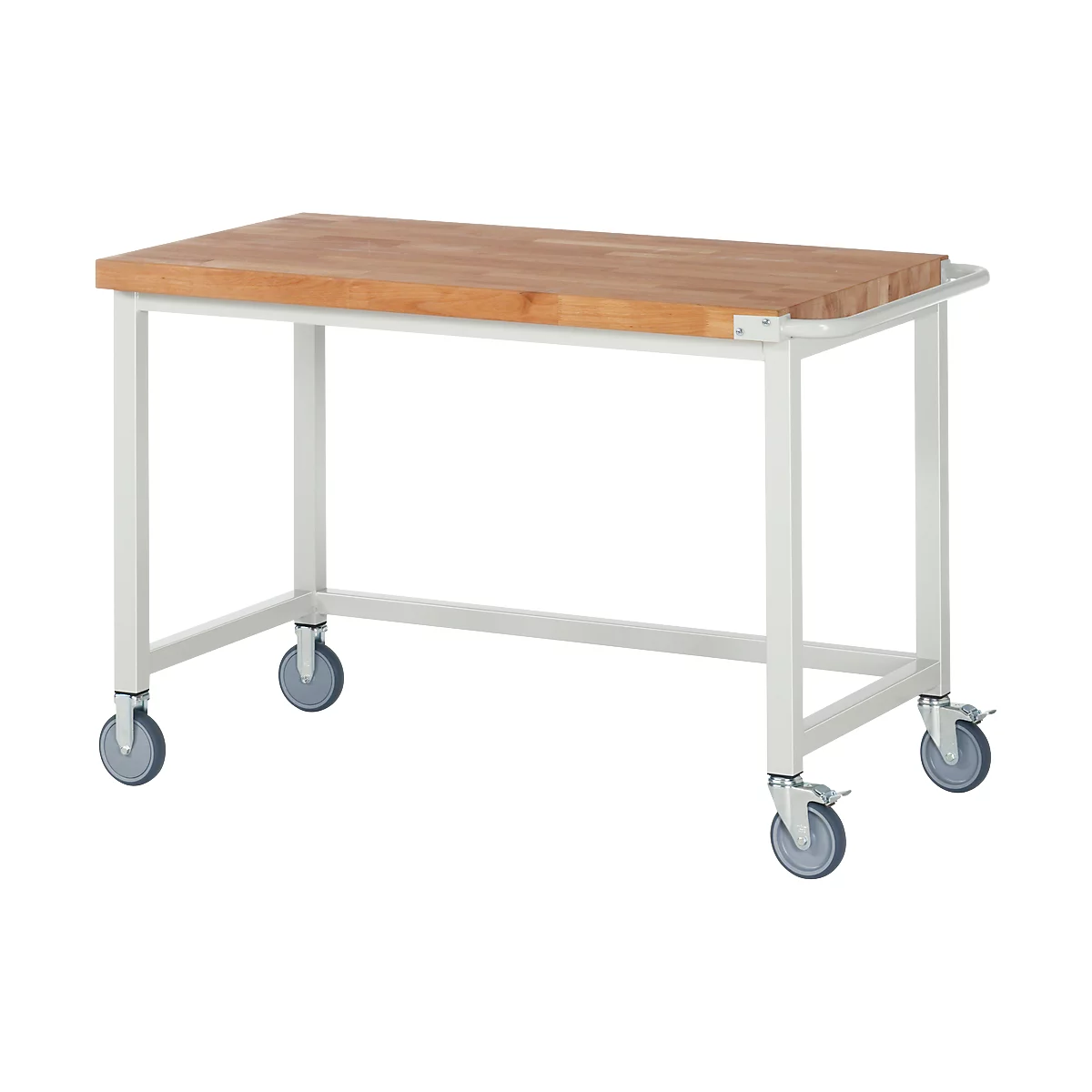 Werkbank serie 8000, verrijdbaar, werkblad massief beukenhout, B 1250 x D 700 x H 880 mm