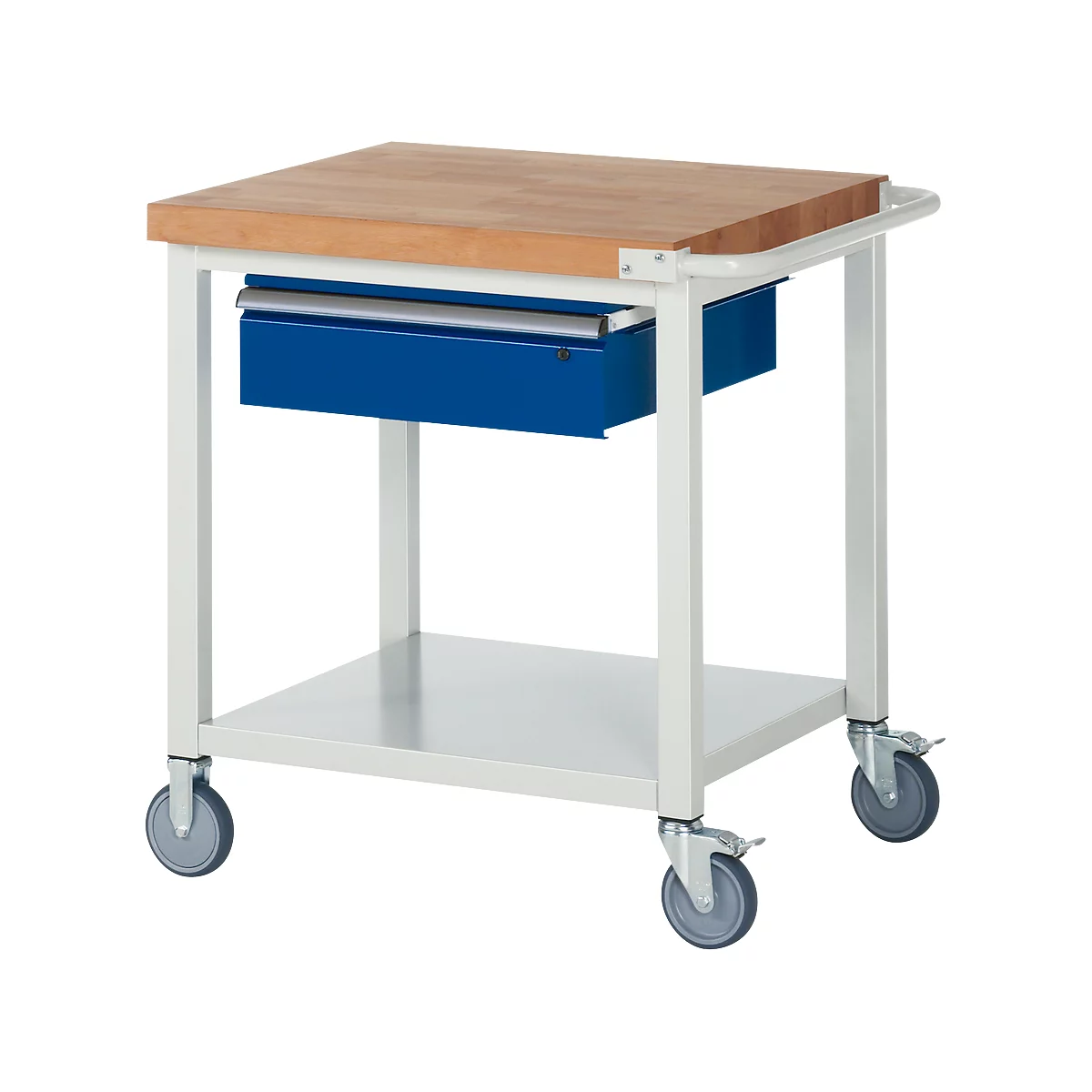 Werkbank serie 8001, verrijdbaar, met schuiflade, met legbord, B 750 x D 700 x H 880 mm