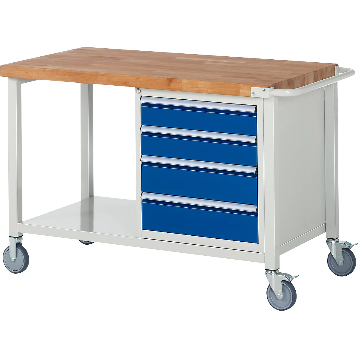 Werkbank serie 8162, verrijdbaar, 4 schuifladen, B 1250 x D 700 x H 880 mm
