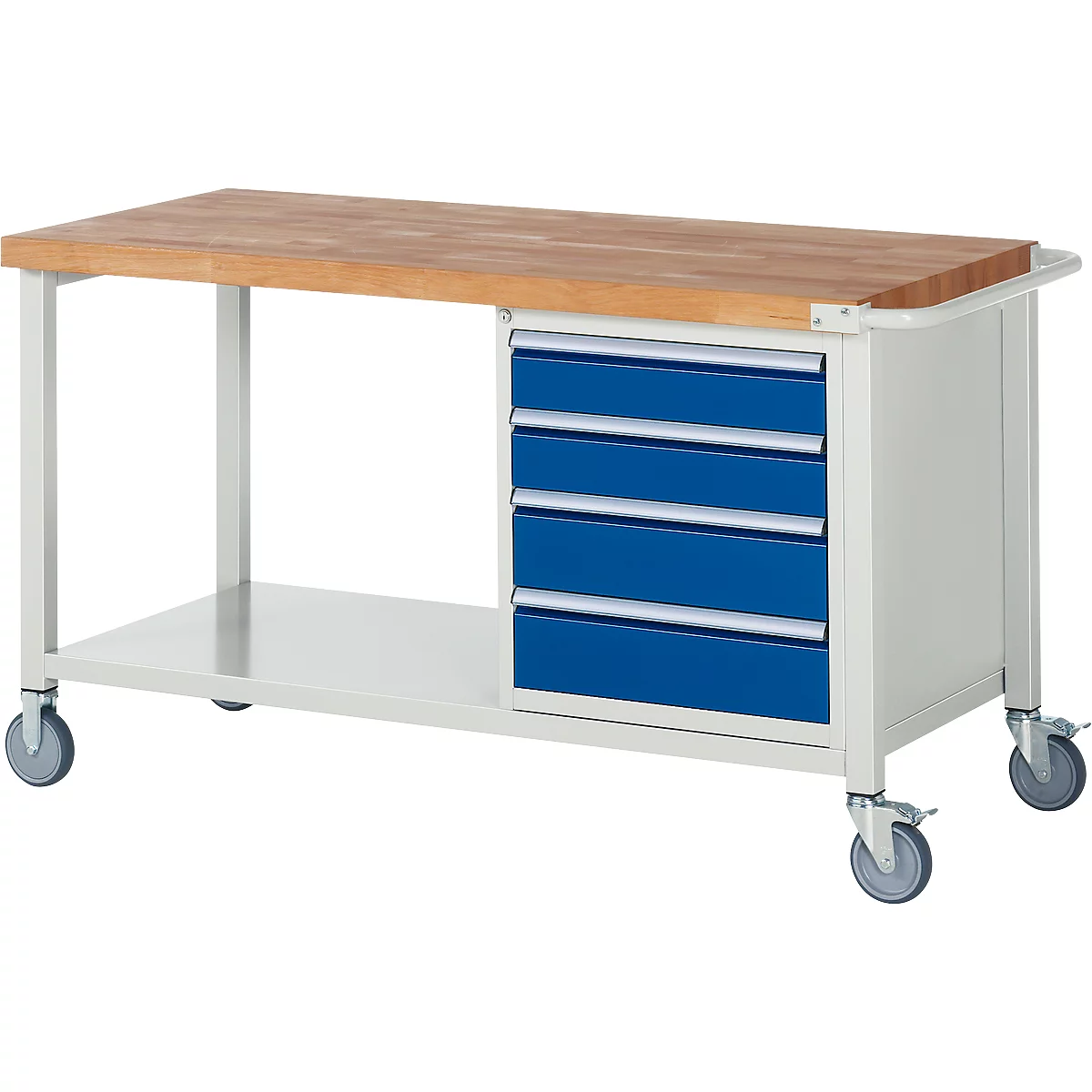 Werkbank serie 8162, verrijdbaar, 4 schuifladen, B 1500 x D 700 x H 880 mm