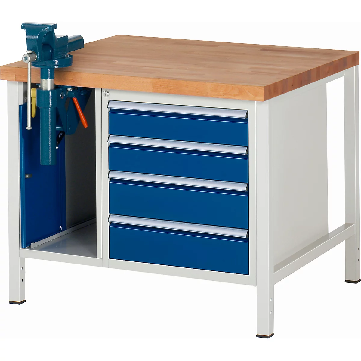 Werkbank Serie 8185, 4 Schubladen, 1 Schrank mit Tür, inklusive  Schraubstock günstig kaufen | Schäfer Shop