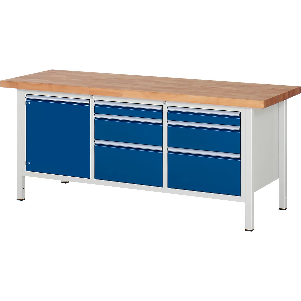 Werkbank Serie 8570, 6 schuifladen, 1 deur met legbord, in hoogte verstelbaar