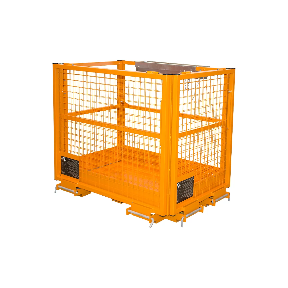 Werkkooi voor heftrucks type MB-II, voor 2 personen, tot 300 kg, L 1040 x B 1300 x H 2155 mm, geeloranje RAL 2000