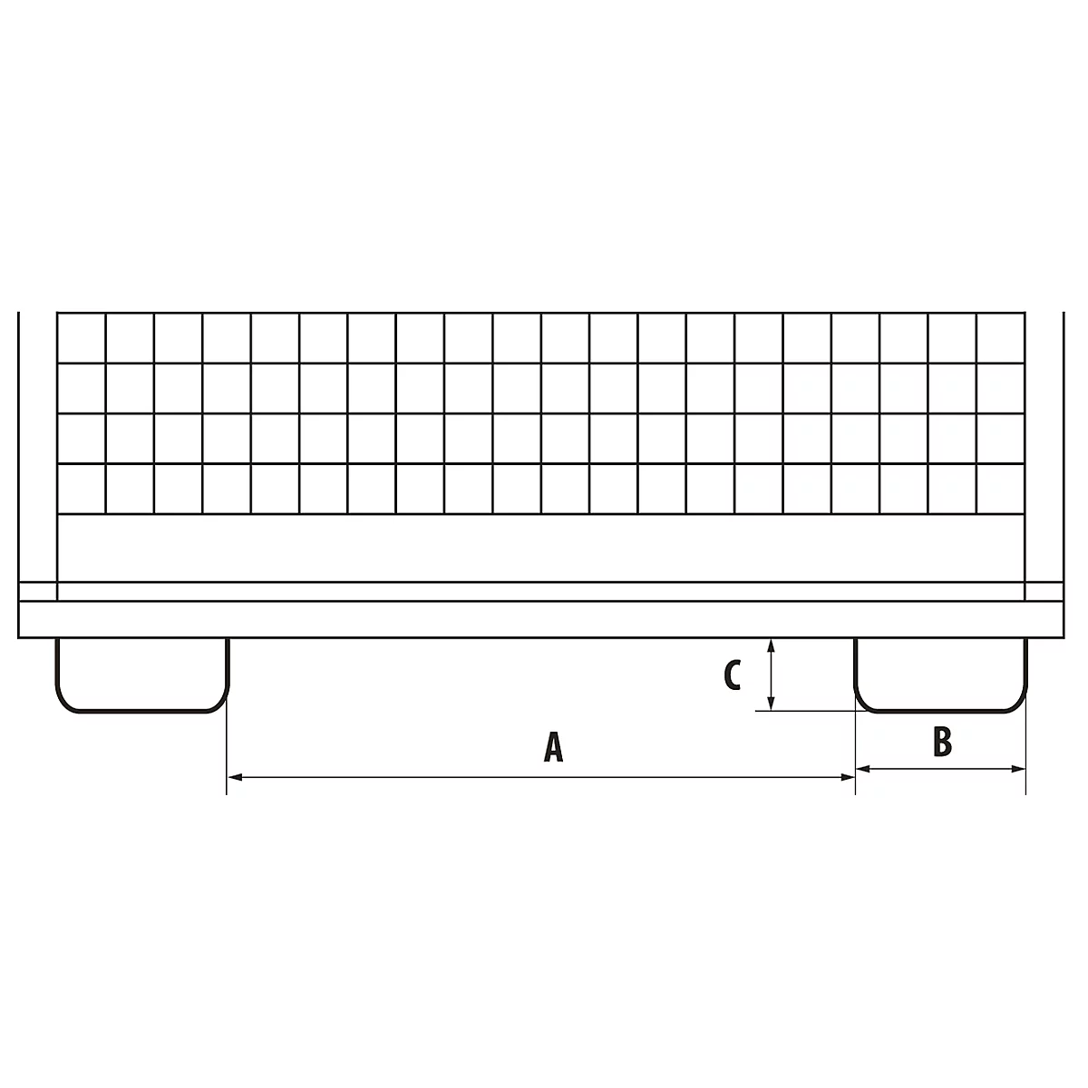 Werkkooi voor heftrucks type MB-II, voor 2 personen, tot 300 kg, L 1040 x B 1300 x H 2155 mm, geeloranje RAL 2000