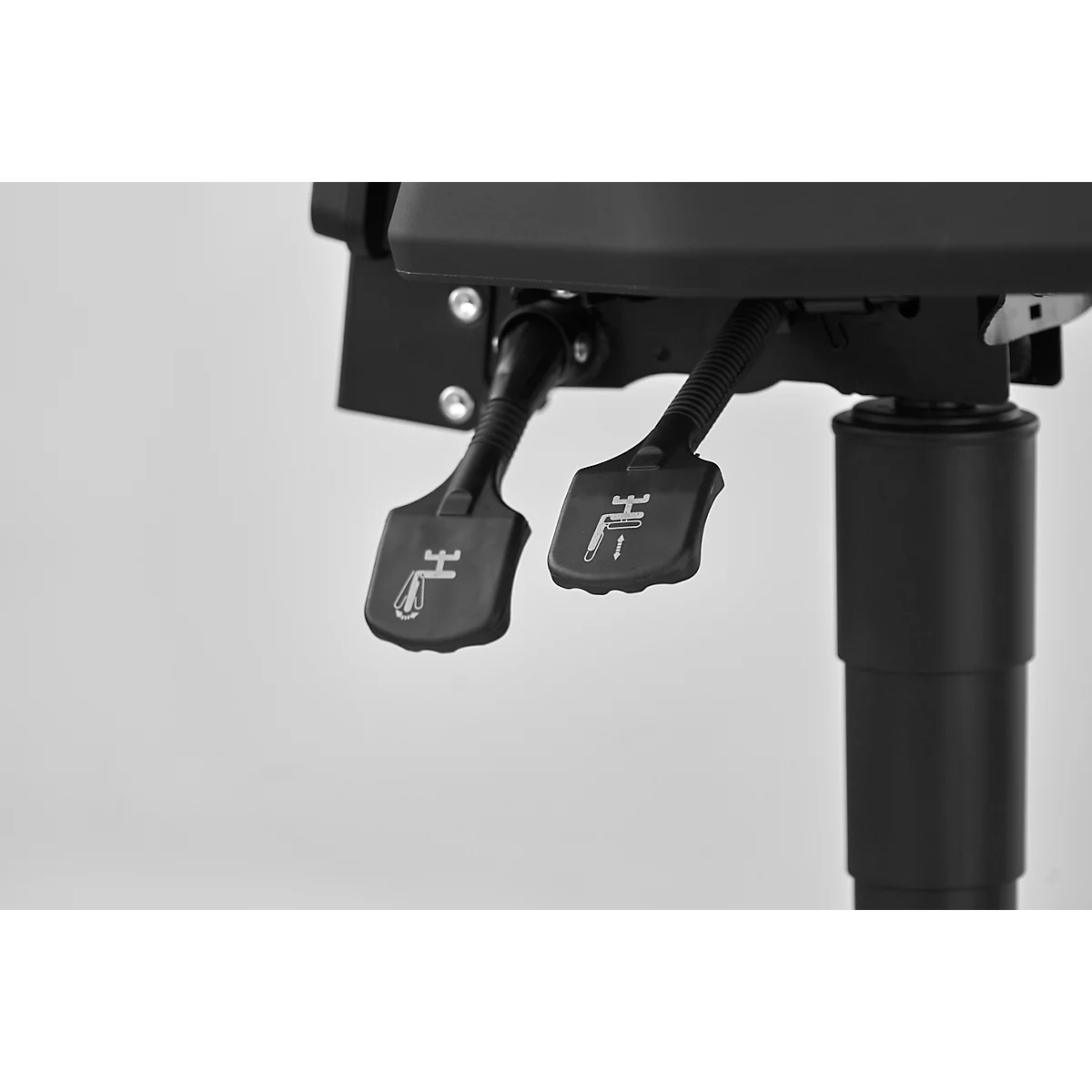 Werkstoel Allrounder, zonder armleuningen, permanent contact, met glijders, PU-bekleding, zwart