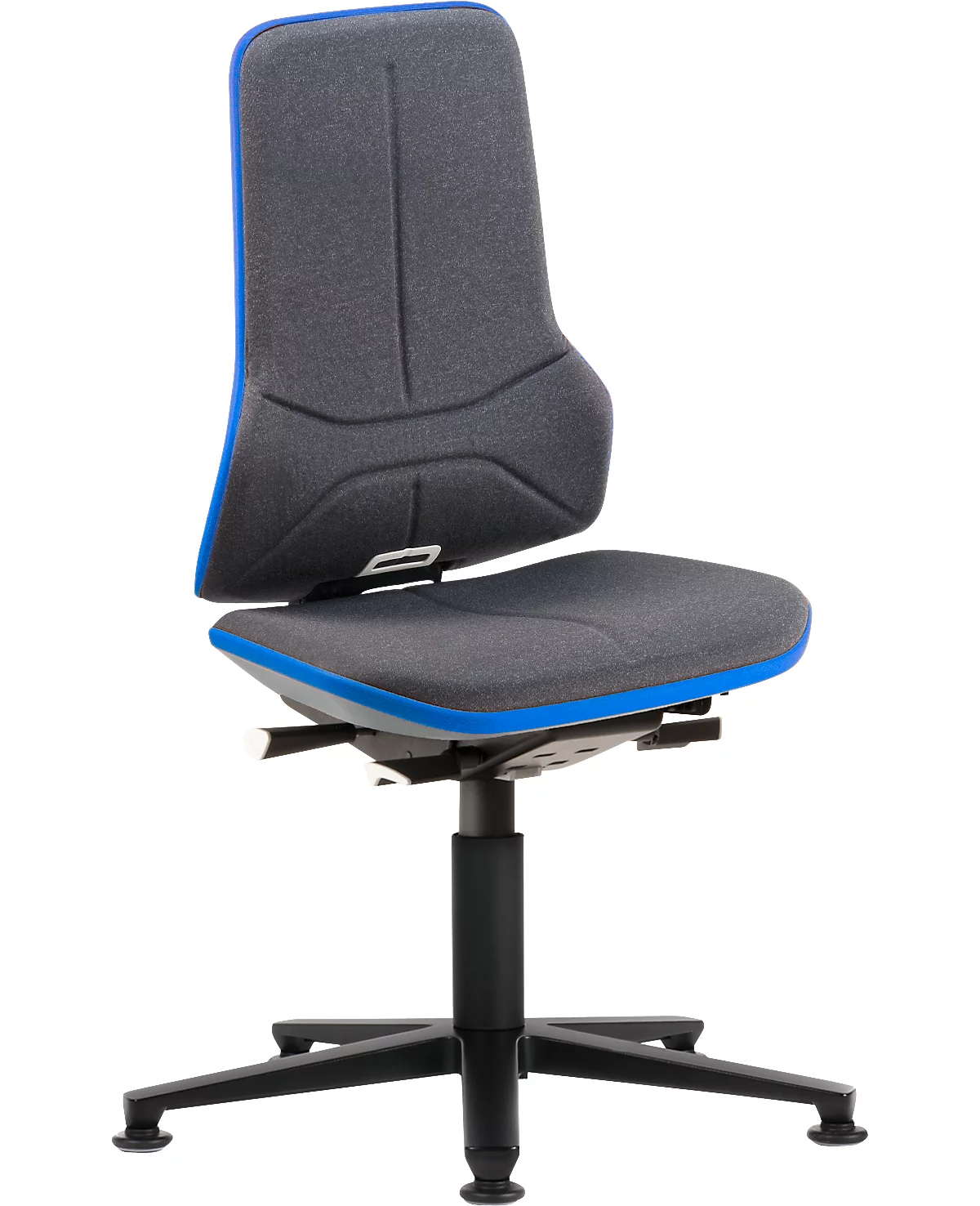 Werkstoel bimos NEON, permanent contact, basismodel zonder bekleding, met glijders, flexband blauw