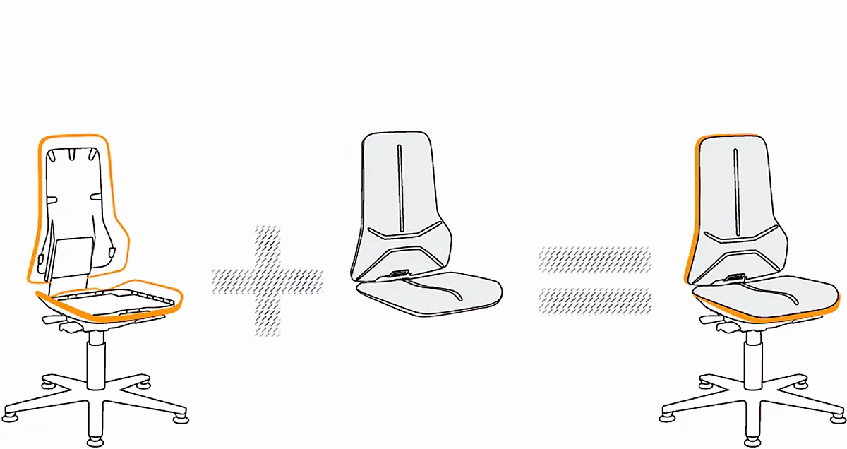 Werkstoel bimos NEON, permanent contact, basismodel zonder bekleding, met glijders, flexband grijs