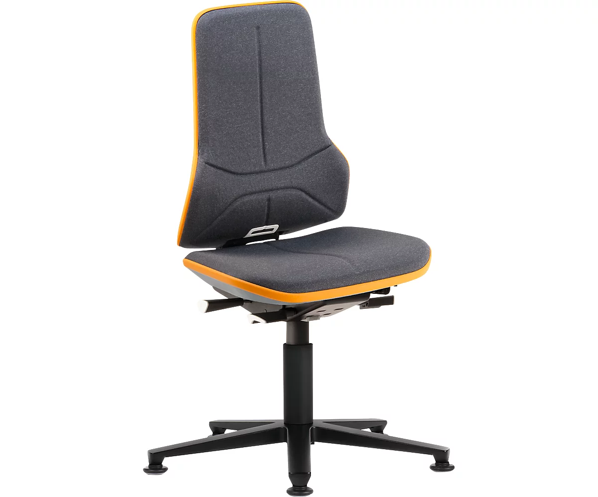 Werkstoel bimos NEON, permanent contact, basismodel zonder bekleding, met glijders, flexband oranje
