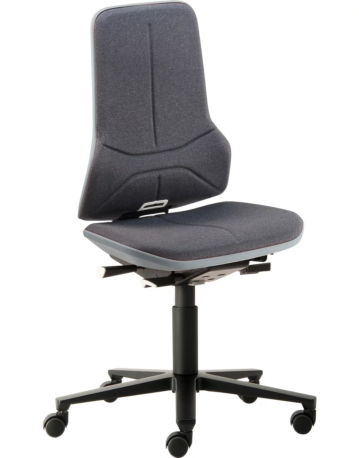 Werkstoel bimos NEON, permanent contact, basismodel zonder bekleding, met wielen, flexband grijs