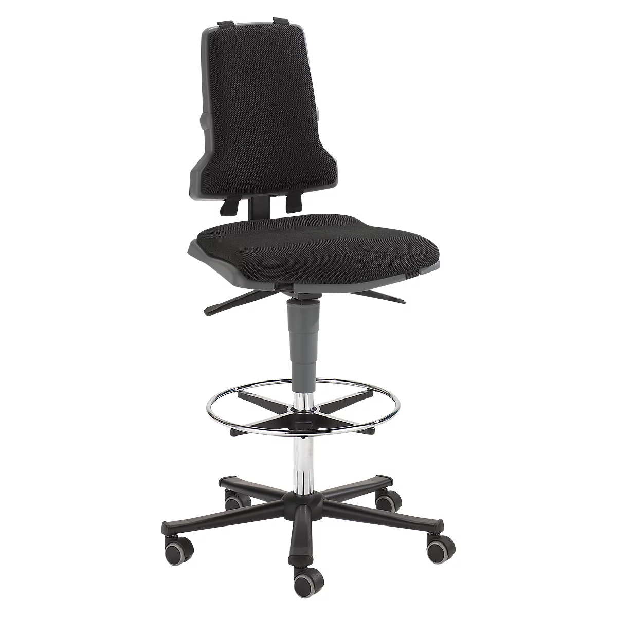 Werkstoel COUNTER Sintec, zit-stop-wielen, antraciet