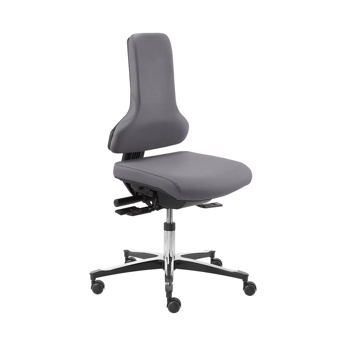 Werkstoel Tec profile IS 2011 AB, synchroonmechanisme met automatische zitneigingsverstelling, zonder armleuningen, platinagrijs