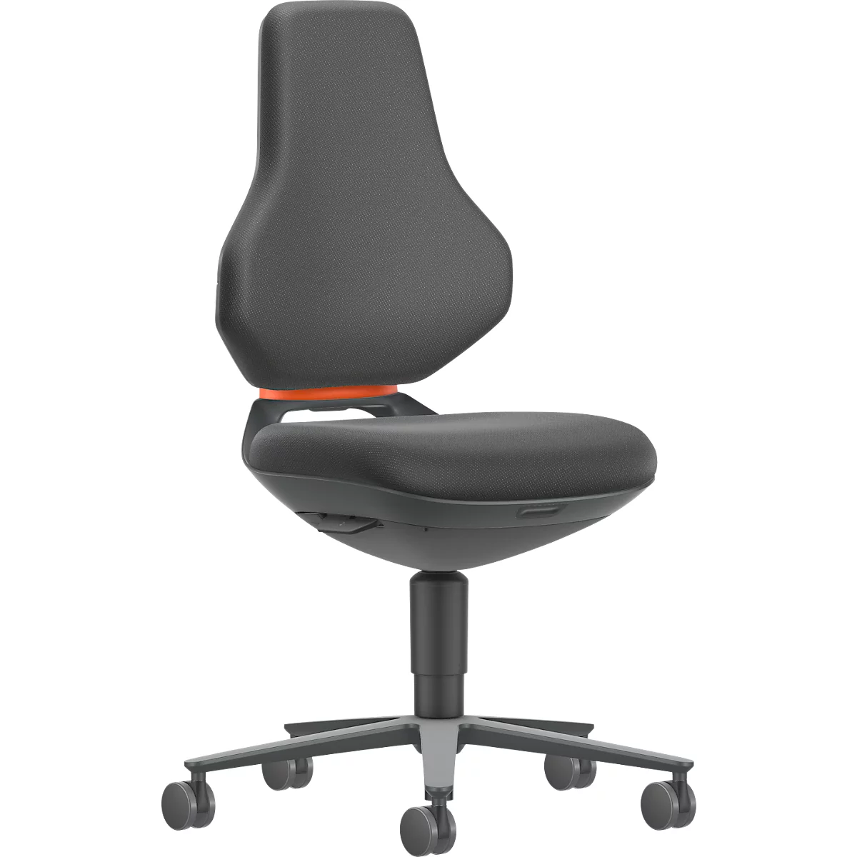 Werkstoel TEXON 2 in zwarte stof, ergonomisch en comfortabel, met Auto-Motion technologie en wielen