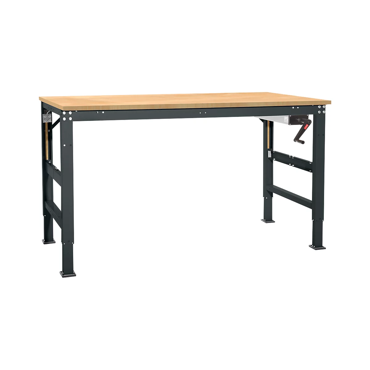 Werktafel Ergo K, met zwengel, 1750 x 800 mm, tafelblad multiplex, antraciet