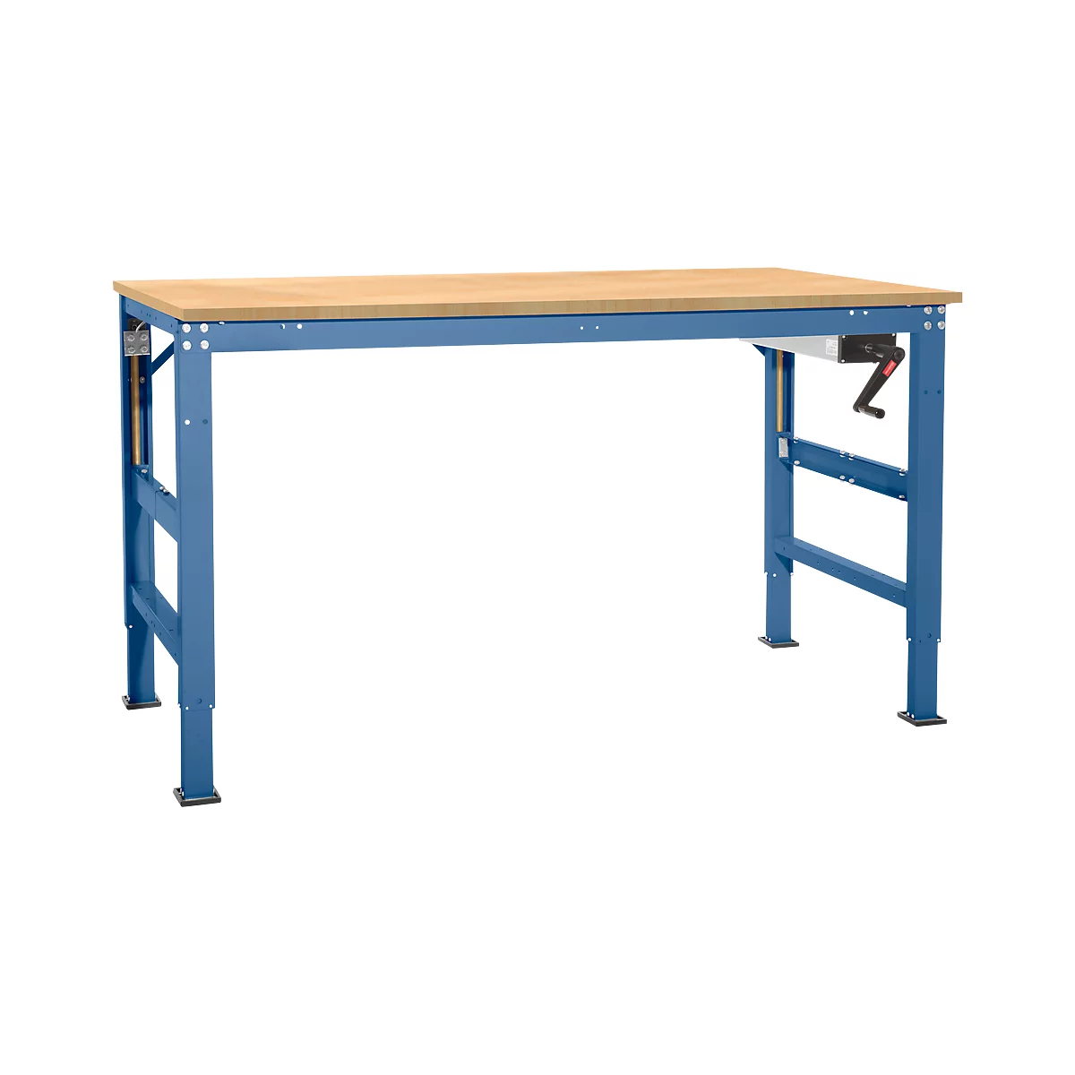 Werktafel Ergo K, met zwengel, 1750 x 800 mm, tafelblad multiplex, briljantblauw