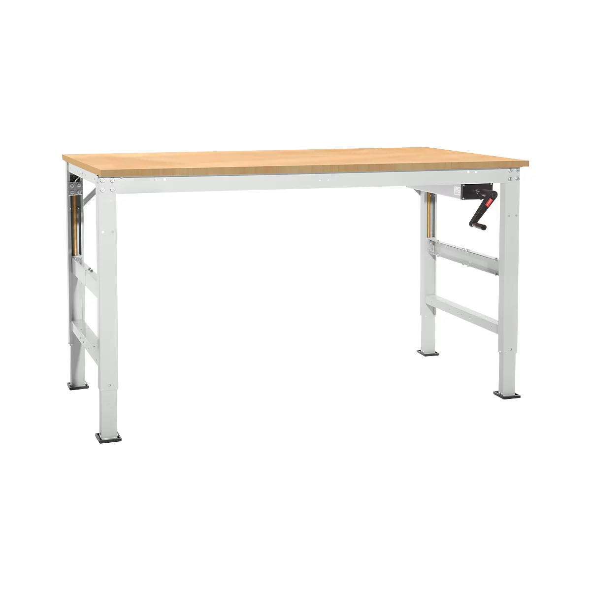 Werktafel Ergo K, met zwengel, 1750 x 800 mm, tafelblad multiplex, lichtgrijs