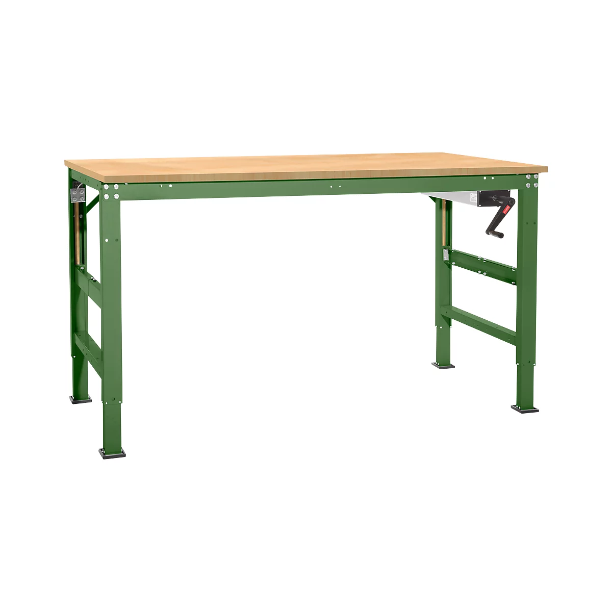Werktafel Ergo K, met zwengel, 2000 x 800 mm, tafelblad multiplex, resedagroen