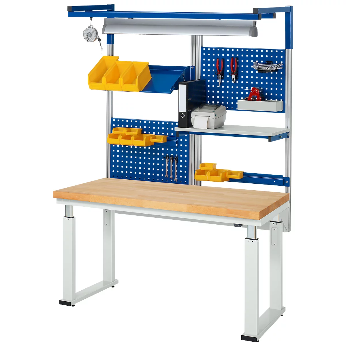 Werktafel serie adlatus 600, 1500 x 700 x 740-1140 mm, beuken massief blad