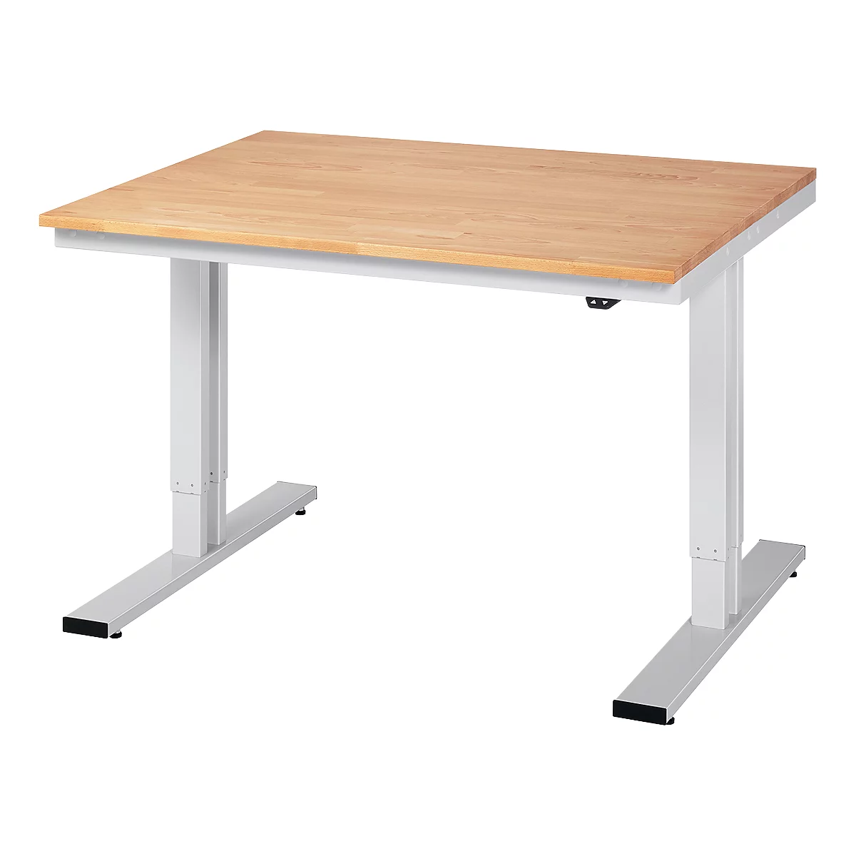 Werktisch Serie adlatus 300, Buche-Massiv-Platte, B 1250 x T 800 x H 720 - 1120 mm