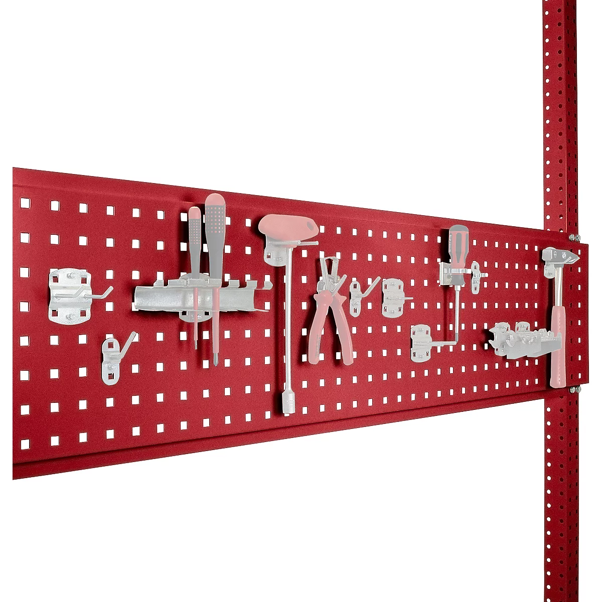 Werkzeug-Lochplatte, für Tischbreite 1500 mm, f. Serie Universal/Profi, rubinrot RAL 3003