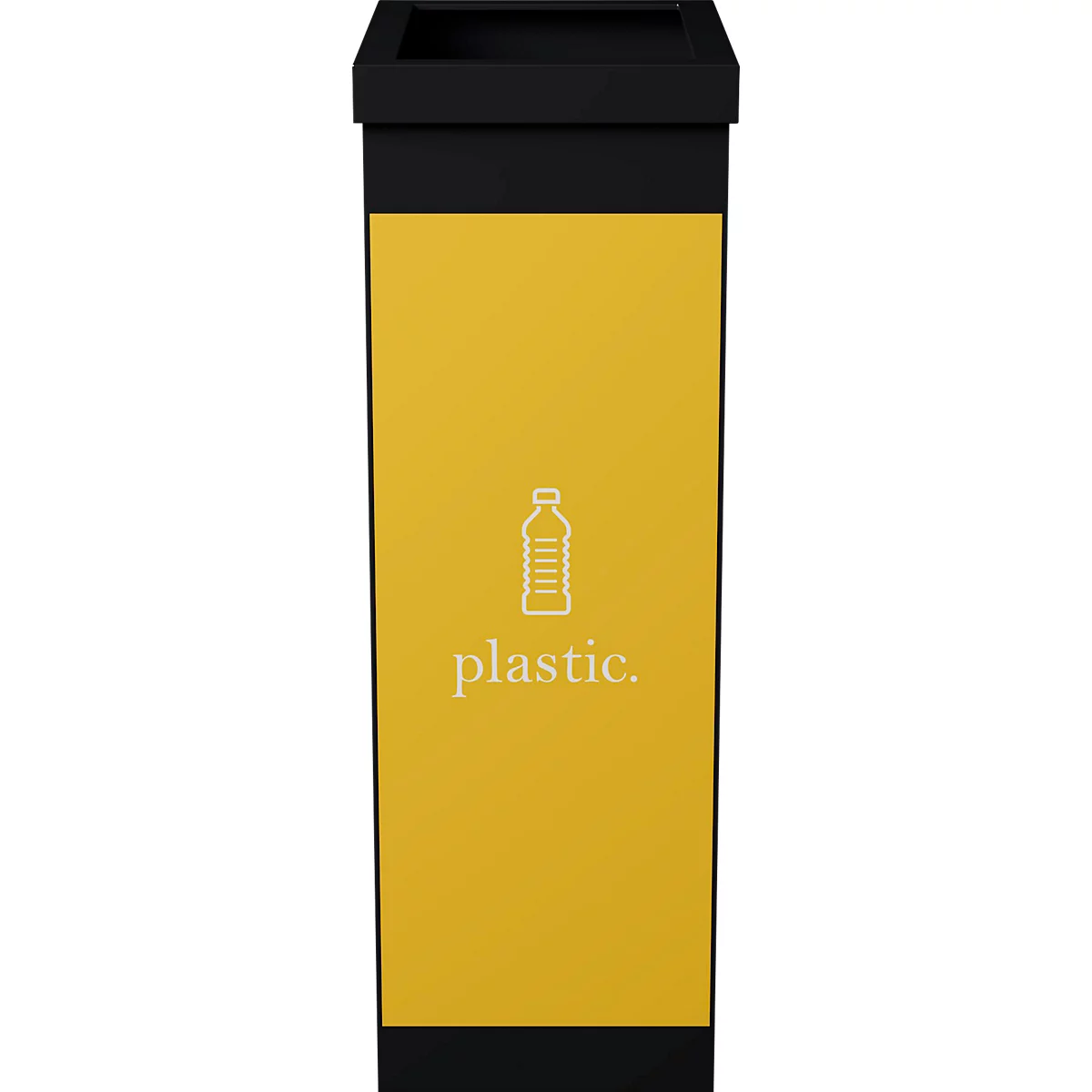 Wertstoffsammler Paperflow, Volumen 60 l, für Kunststoff, erweiterbar, L 363 x B 263 x H 760 mm, Polystyrol, gelb-schwarz