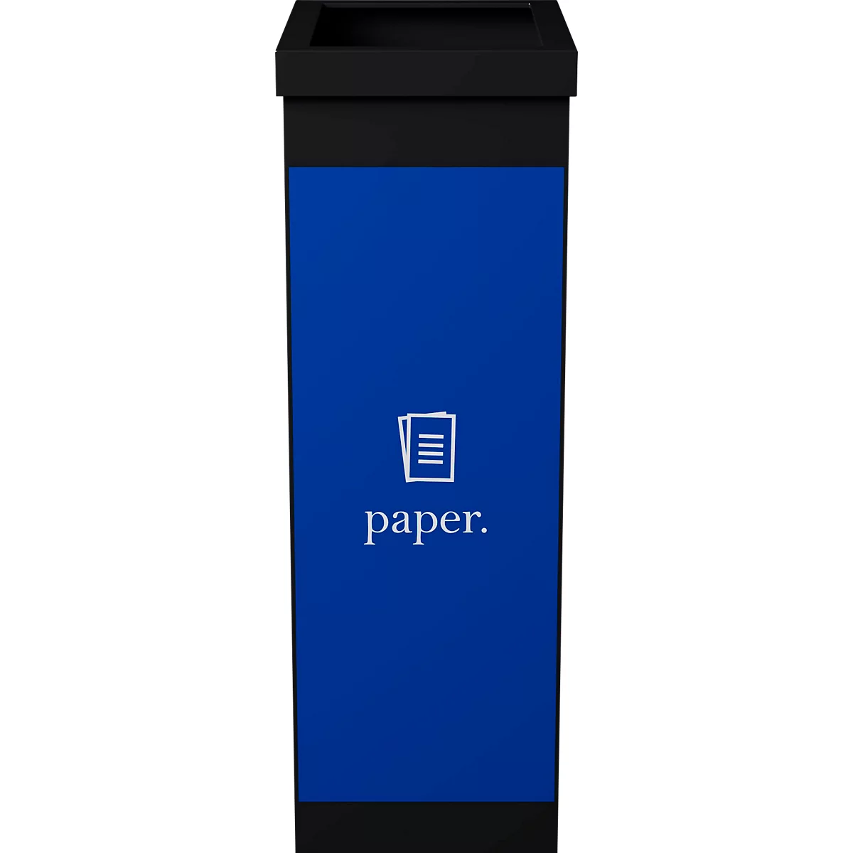 Wertstoffsammler Paperflow, Volumen 60 l, für Papier, erweiterbar, L 363 x B 263 x H 760 mm, Polystyrol, blau-schwarz