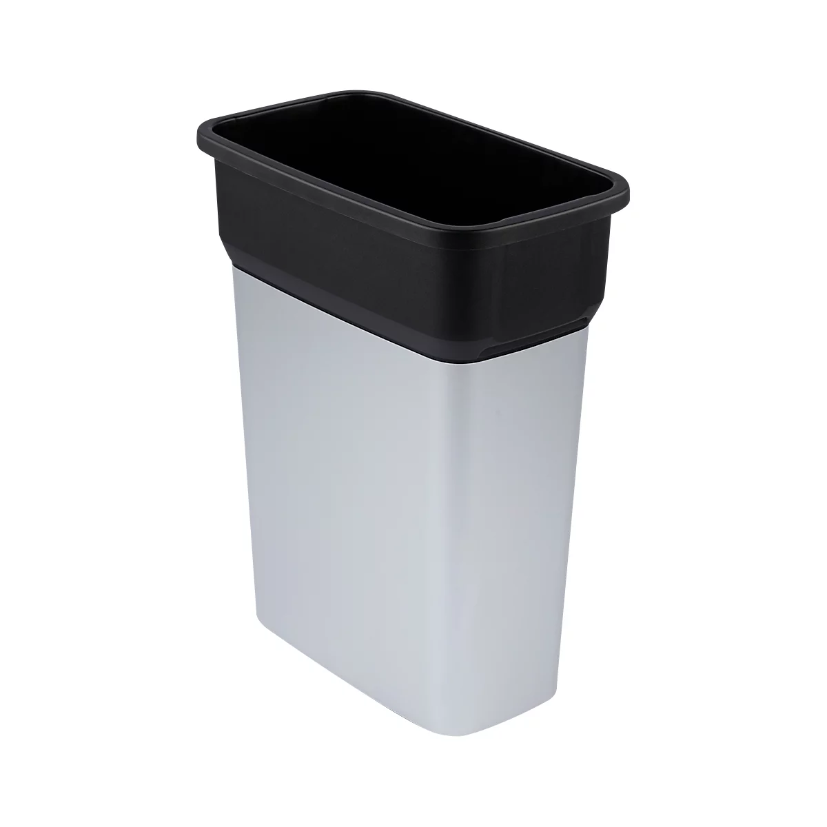 Wertstoffsammler Rotho GEO Medium, für Innenräume, Volumen 55 l, ohne Deckel, mit Griff, L 290 x B 490 x H 610 mm, Kunststoff mit Metallic-Finish